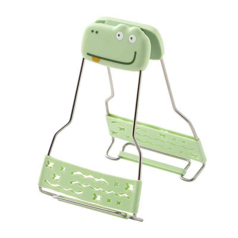 Clema pentru Boluri Creativa, Klevo, Anti-Alunecare, din Silicon, de Uz Casnic, Rezistent la Temperaturi Inalte, Model Animat, 19x12 cm, Verde