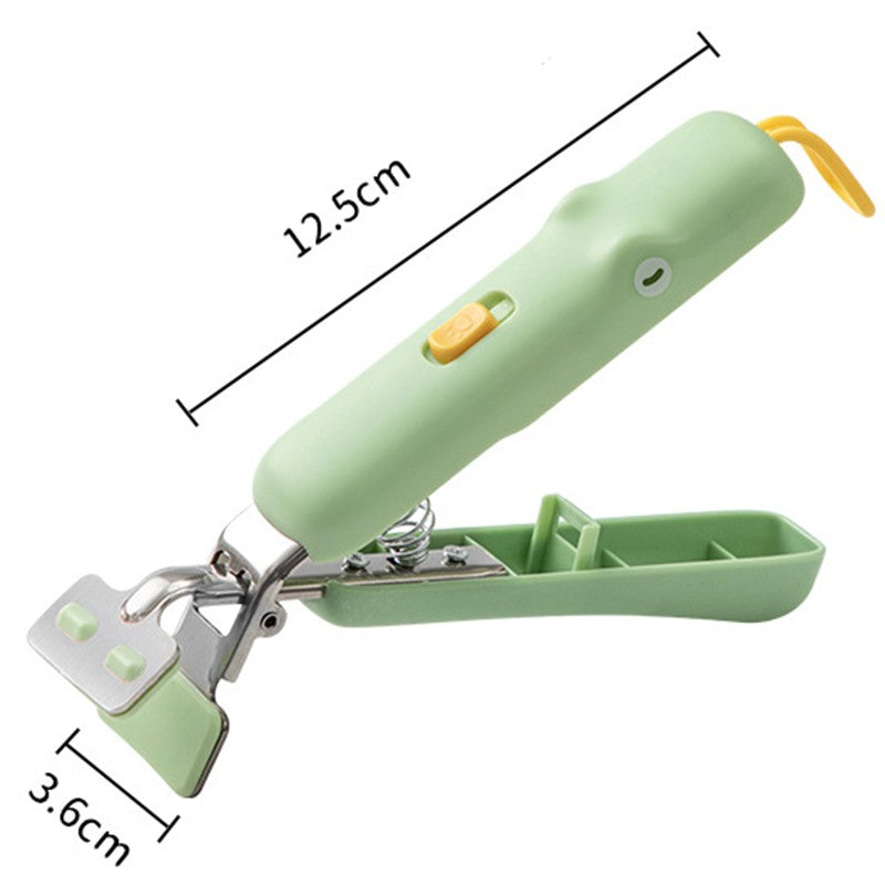 Clema pentru Boluri, Klevo, Anti-Alunecare, din Silicon, de Uz Casnic, Rezistent la Temperaturi Inalte, Model Animat, Maner si Cleste Inox, 12.5x3.6 cm, Verde