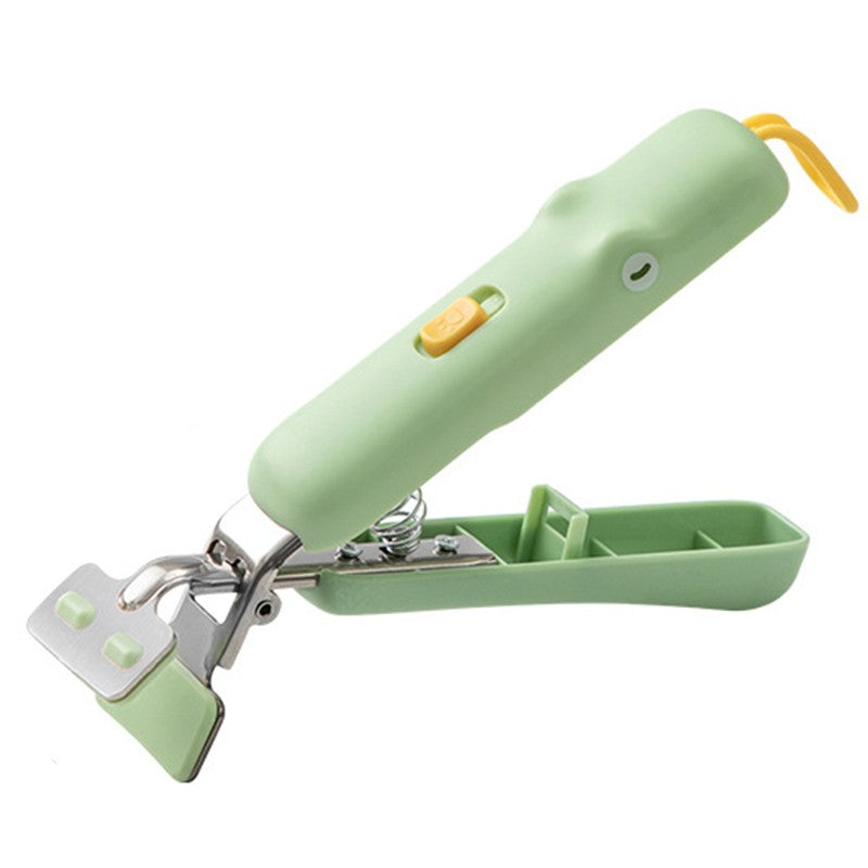 Clema pentru Boluri, Klevo, Anti-Alunecare, din Silicon, de Uz Casnic, Rezistent la Temperaturi Inalte, Model Animat, Maner si Cleste Inox, 12.5x3.6 cm, Verde