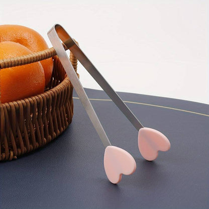 Cleste Creativ pentru Mancare, Klevo, Model Inimioare din Silicon, 14.5x3 cm, Rezistent la Temperaturi Inalte si Coroziune, Roz