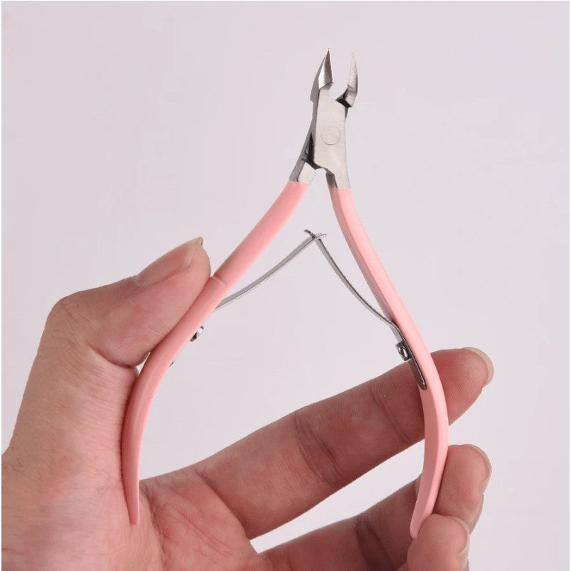 Cleste pentru Unghii si Cuticule, Klevo, din Otel Inoxidabil, Protectie Varf, 17 x 7 x 2 cm, Roz