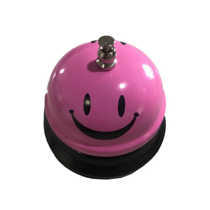 Clopotel Metalic Multifunctional, Klevo, Roz cu Imprimeu SMILEY FACE, 7.5 x 7.5 x 6.5 cm, Dresaj, Receptie, Restaurante,