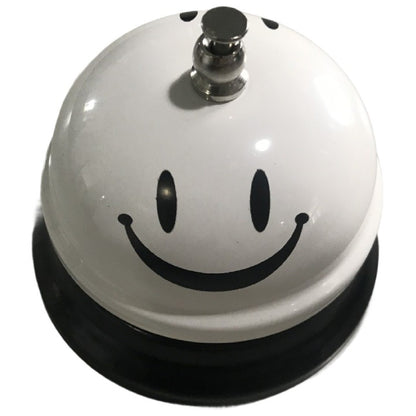 Clopotel Metalic Multifunctional, Klevo, Alb cu Imprimeu Smiley Face, 7.5x7.5x6.5 cm, Receptie, Restaurant, Cafenele