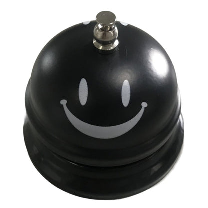 Clopotel Metalic Multifunctional, Klevo, Negru cu Imprimeu Smiley Face, 7.5x7.5x6.5 cm, Receptie, Restaurant, Cafenele
