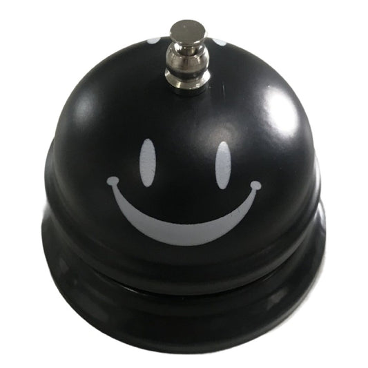 Clopotel Metalic Multifunctional, Klevo, Negru cu Imprimeu Smiley Face, 7.5x7.5x6.5 cm, Receptie, Restaurant, Cafenele
