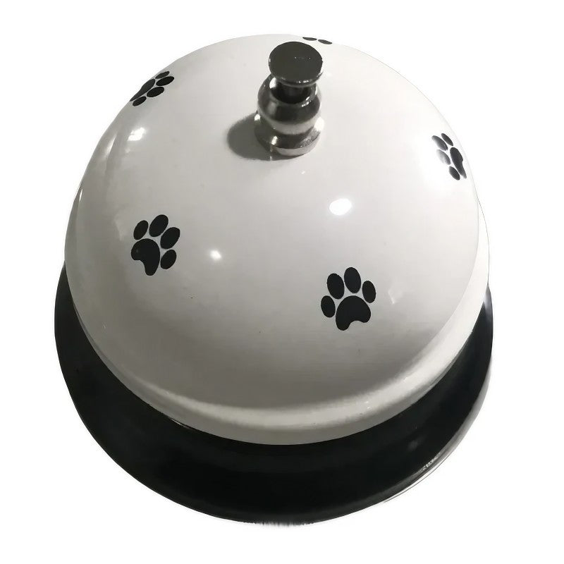 Clopotel Metalic Multifunctional, Klevo, Alb cu Imprimeu Labuta Neagra, 7.5x7.5x6.5 cm, Dresaj, Receptie, Restaurante