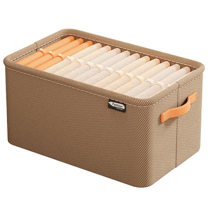 Cutie Depozitare Klevo, pentru Haine, lucruri, din Textil cu Cadru Metalic, Manere Laterale, forma Dreptunghiulara, 48 x 28 x 25 cm, volum 34 L Kaki