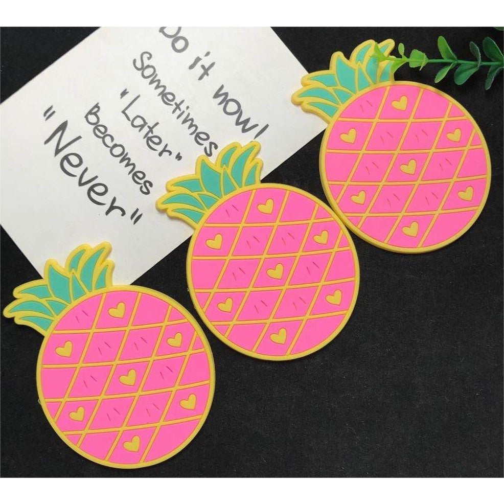 Suport pentru Pahar, Klevo, Model Ananas, din PVC, 12 x 9 cm, Rezistent la Caldura, Roz