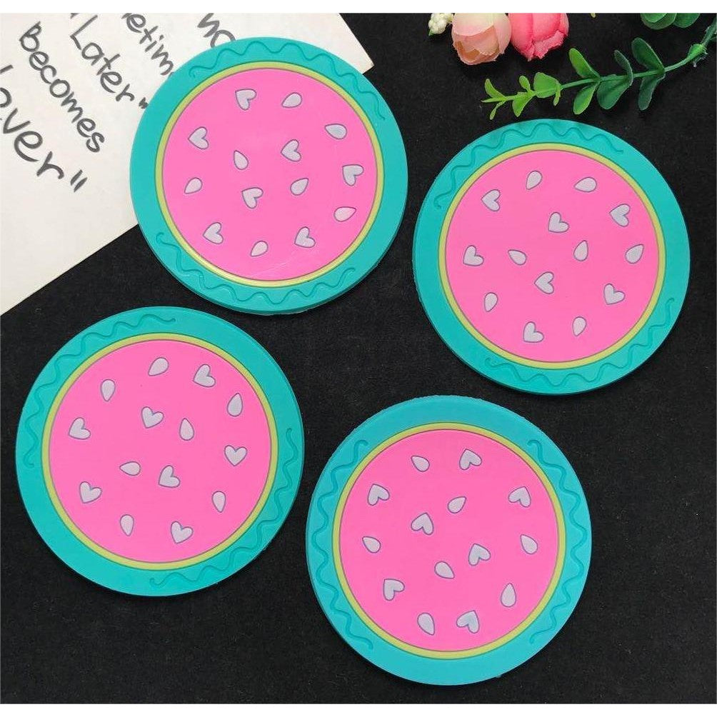 Suport pentru Pahar, Klevo, Model Pepene, din PVC, 10 cm, Rezistent la Caldura, Verde/Roz