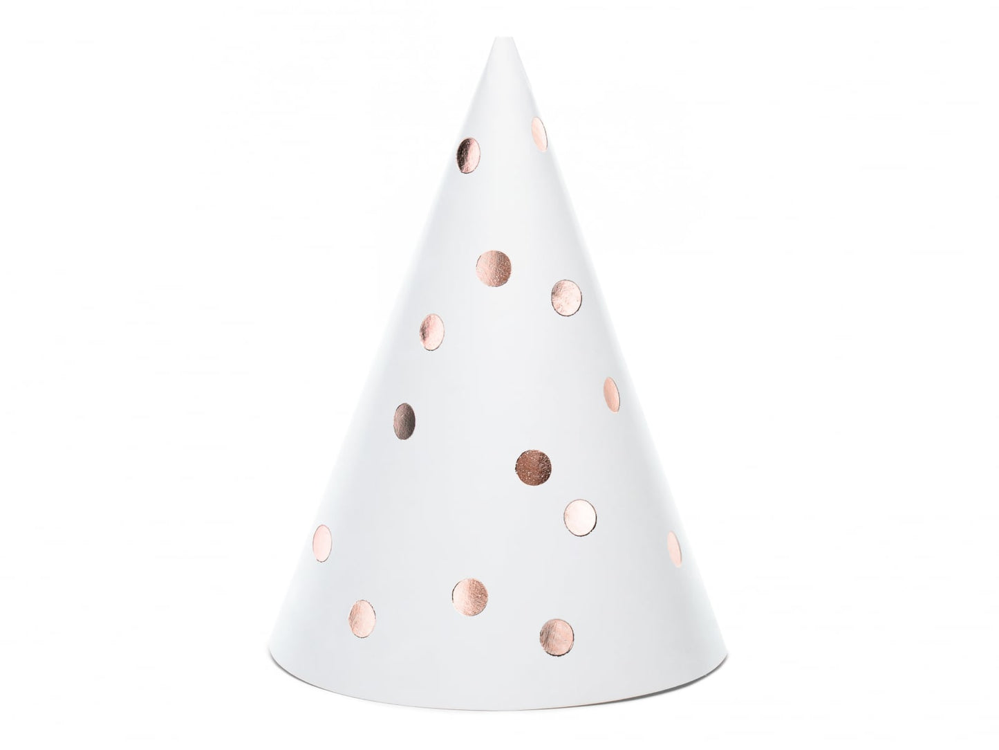 Coifuri de petrecere cu buline, albe, 16 cm (6 buc. / 1 pachet)