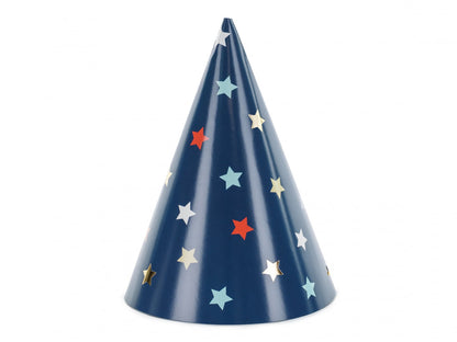 Coifuri de petrecere cu stele, 16 cm, mix (6 buc. / 1 pachet)