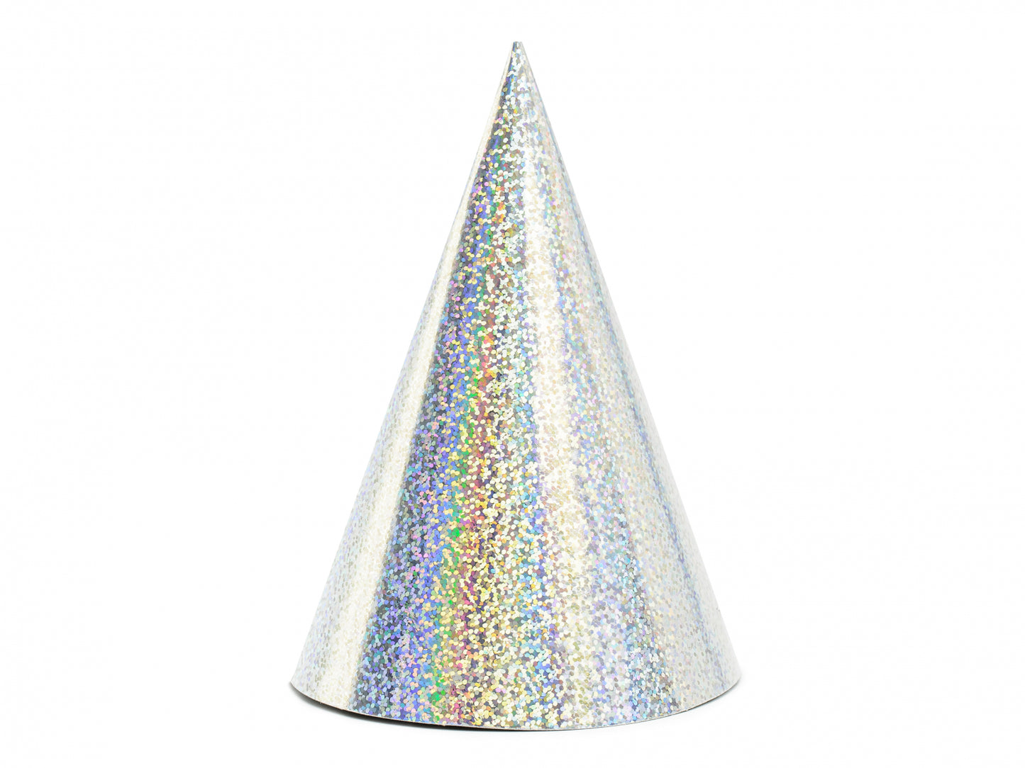 Coifuri de petrecere holografice, argintii, 16 cm (6 buc. / 1 pachet)
