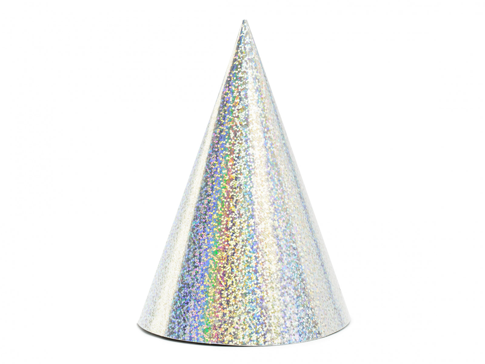 Coifuri de petrecere holografice, argintii, 16 cm (6 buc. / 1 pachet)