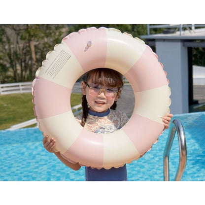 Colac de inot gonflabil pentru copii, In dungi Roz- Galben, Klevo, diametru 66 cm