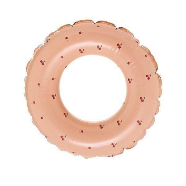 Colac de inot gonflabil pentru copii, Portocaliu, Model cu cirese, Klevo, diametru 70 cm