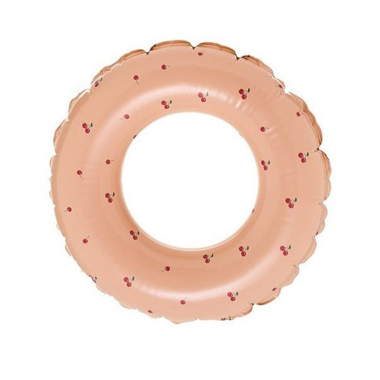 Colac de inot gonflabil pentru copii, Portocaliu, Model cu cirese, Klevo, diametru 70 cm