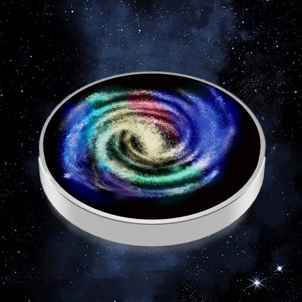 Spinner Giroscopic Metalic, Klevo, Jucarie Rotativa Anti-stres, Otel Inoxidabil, 3.8 x 0.6 cm, Efect Optic Galaxie, Model Milky Way