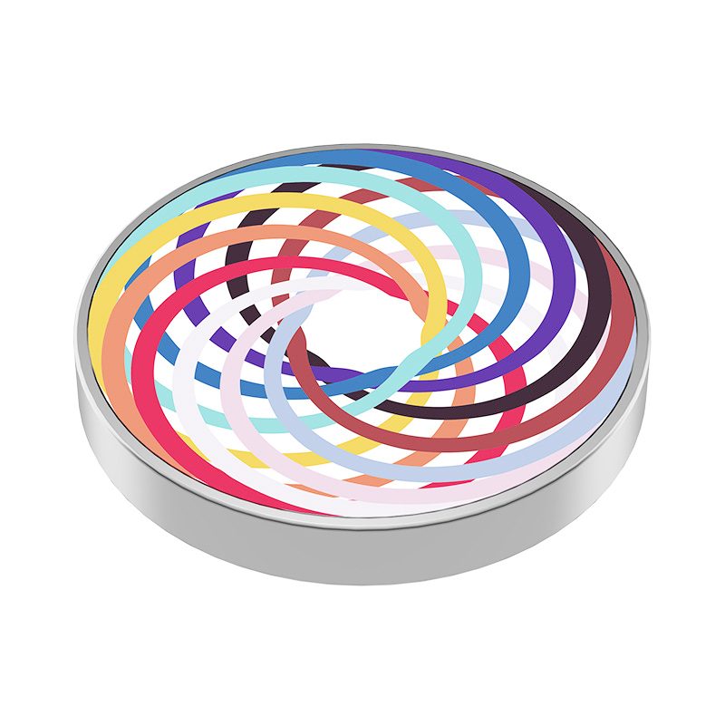 Spinner Giroscopic Metalic, Klevo, Jucarie Rotativa Anti-stres, Otel Inoxidabil, 3.8 x 0.6 cm, Efect Optic Spirala Hipnotica, Model Spirala Multicolor