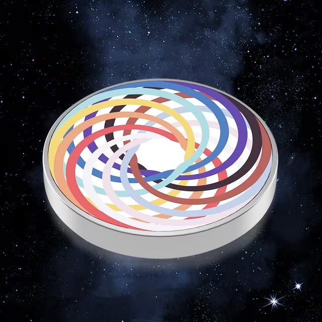 Spinner Giroscopic Metalic, Klevo, Jucarie Rotativa Anti-stres, Otel Inoxidabil, 3.8 x 0.6 cm, Efect Optic Spirala Hipnotica, Model Spirala Multicolor