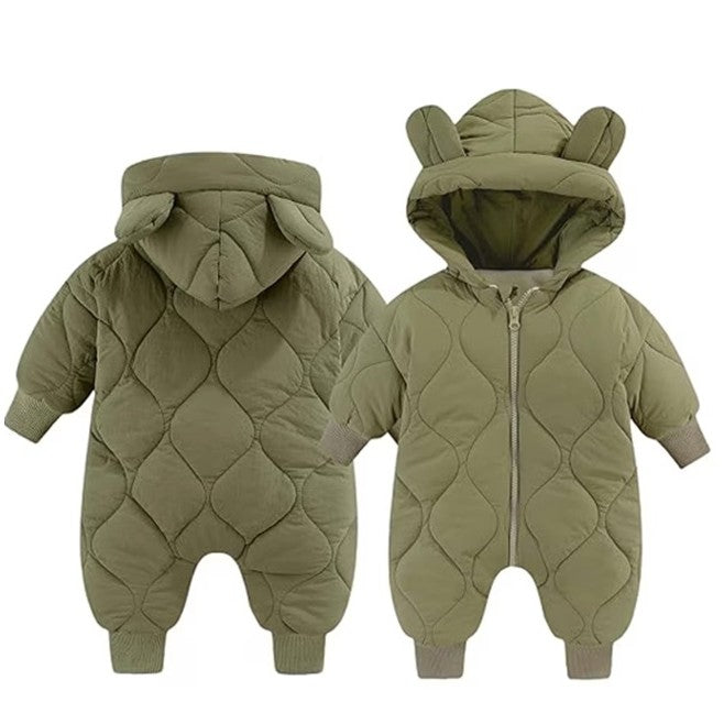 Combinezon de Iarna, Klevo, pentru Bebelusi, din Bumbac, cu Urechi, Mansete Elastice, Unisex, 66 cm, Verde