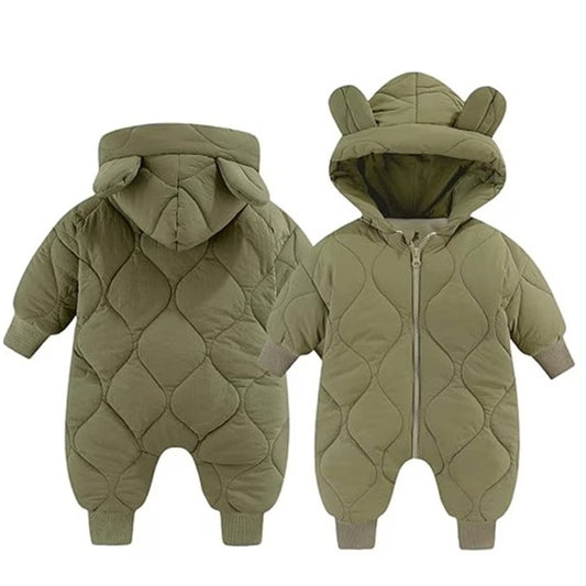 Combinezon de Iarna, Klevo, pentru Bebelusi, din Bumbac, cu Urechi, Mansete Elastice, Unisex, 66 cm, Verde