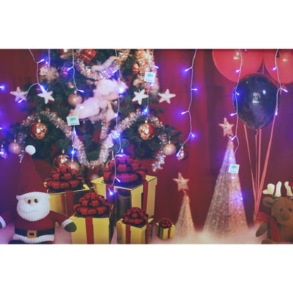Sectiune Instalatie de Craciun, Klevo®, Tip Turturi, Fara Alimentator, 5m, 143 LED-uri, 8 Jocuri de Lumini, Fir Transparent, Lumina Albastra, IP44, Interconectabila