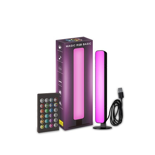 Lampa de Birou, Klevo, RGB Colorat, 14 LED, Putere 5V, Telecomanda cu 24 de Taste, Cablu USB, Negru, 25.5x4x3.5cm