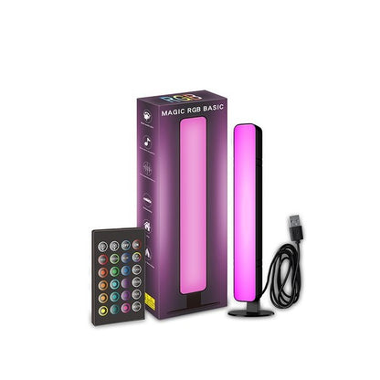 Lampa de Birou, Klevo, RGB Colorat, 14 LED, Putere 5V, Telecomanda cu 24 de Taste, Cablu USB, Negru, 25.5x4x3.5cm