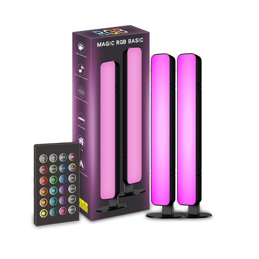 Set 2 Lampi de Birou, Klevo, RGB Colorat, 28 LED, Putere 5V, Telecomanda cu 24 de Taste, Cablu USB, Negru, 25.5x4x3.5cm