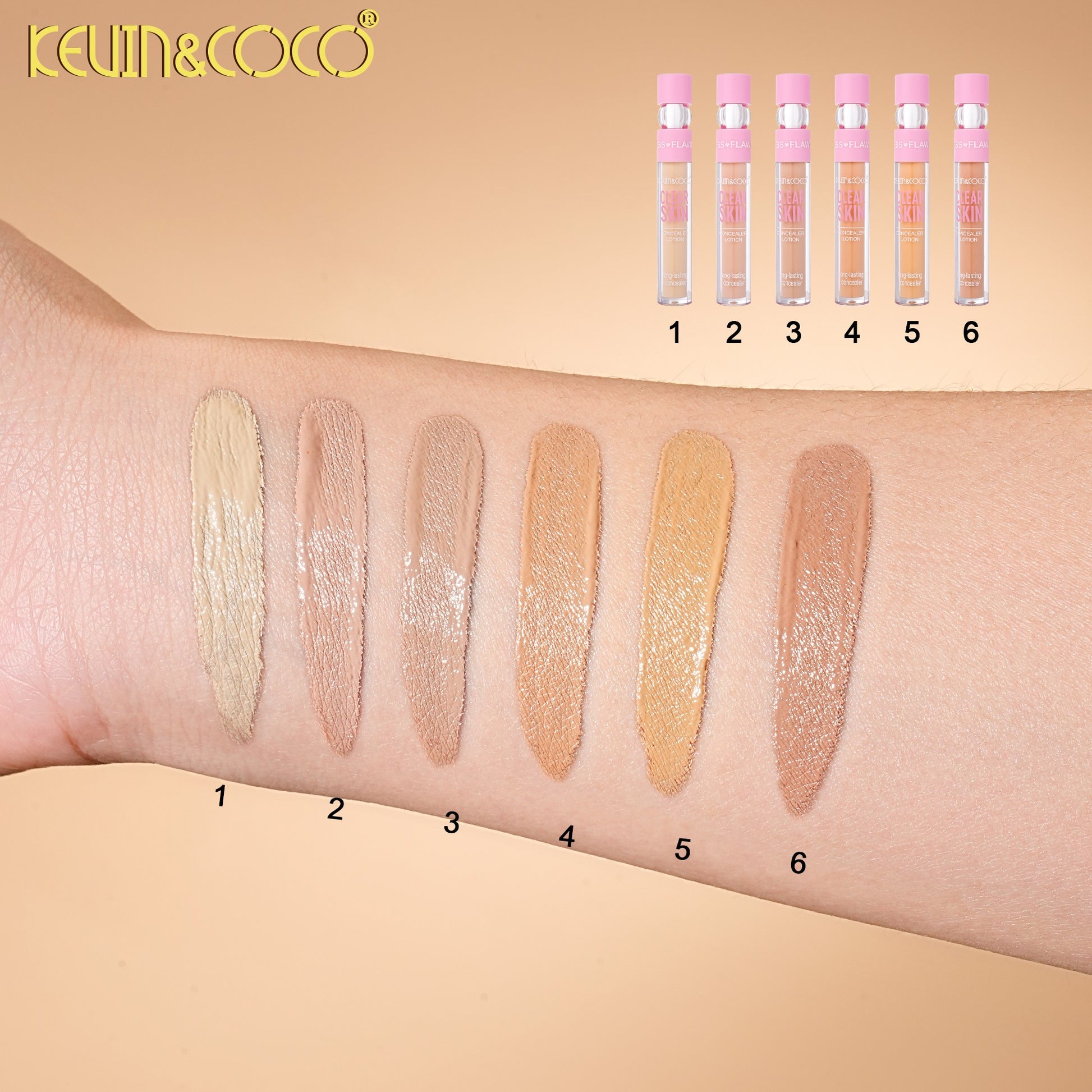 Corector Lichid pentru Ten, Kevin Coco, Clear Skin, Nuanta Bej Deschis, Subton Roz Piersica