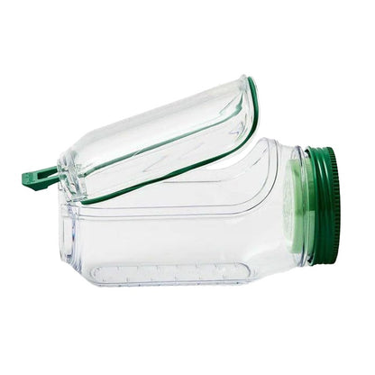 Container Caserola pentru Salata,, Klevo, Borcan pentru Salata, din PP, Gradat in ml, 1L, 19 x 10 x 10 cm, Capac Verde, Transparenta