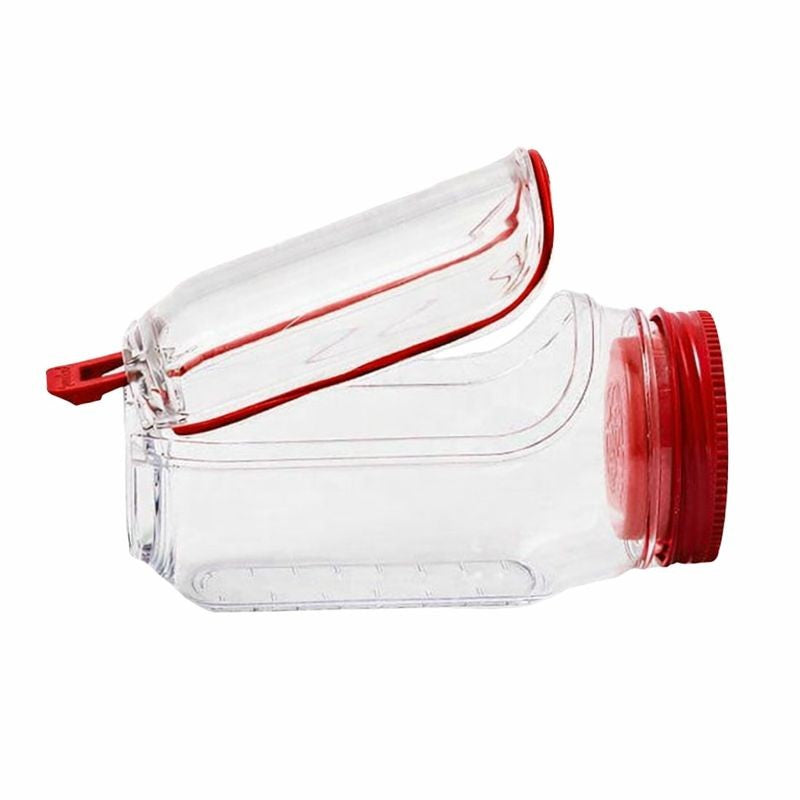Container Caserola pentru Salata,, Klevo, Borcan pentru Salata, din PP, Gradat in ml, 1L, 19 x 10 x 10 cm, Capac Rosu, Transparenta