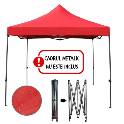 Copertina pentru Pavilion, Klevo, Acoperis Cort, Pliabil, Copertina Rezistenta 420D, 185 g/m2, Protectie Ideala la Soare si Ploaie, 3 x 3 m, Rosu