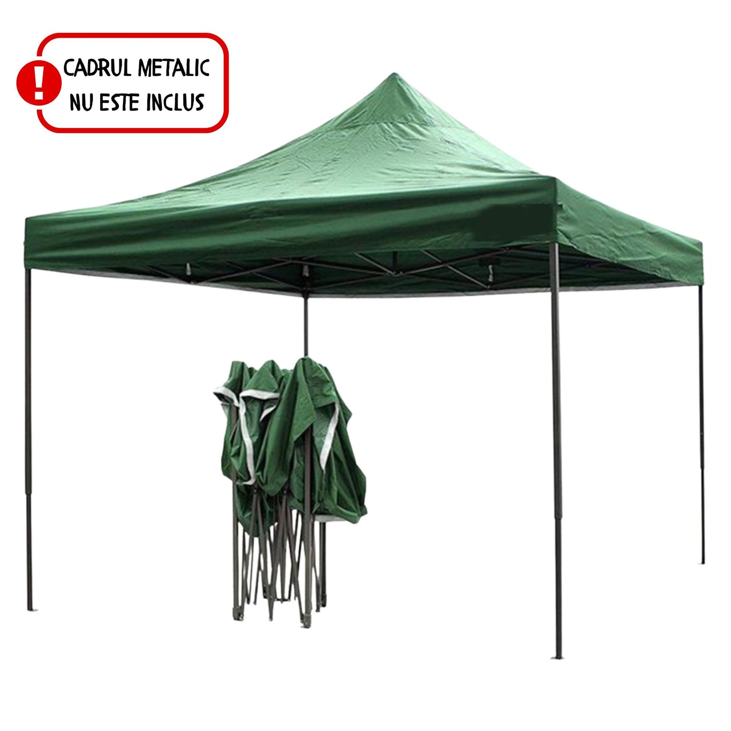 Copertina pentru Pavilion, Klevo, Acoperis Cort, Pliabil, Copertina Rezistenta 420D, 185 g/m2, Protectie Ideala la Soare si Ploaie, 3 x 3 m, Verde