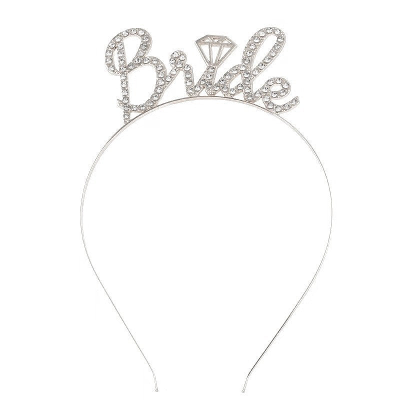 Coronita pentru Mireasa, Klevo, Model Bride, cu Cristale, Marime Universala, 12.5 x 14.5 cm, Alb