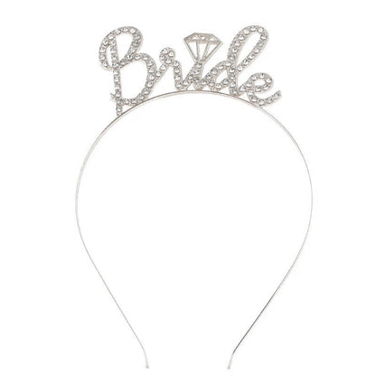 Coronita pentru Mireasa, Klevo, Model Bride, cu Cristale, Marime Universala, 12.5 x 14.5 cm, Alb
