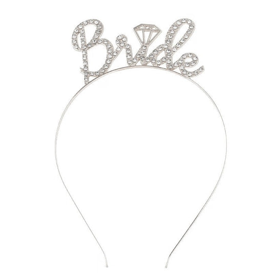 Coronita pentru Mireasa, Klevo, Model Bride, cu Cristale, Marime Universala, 12.5 x 14.5 cm, Alb