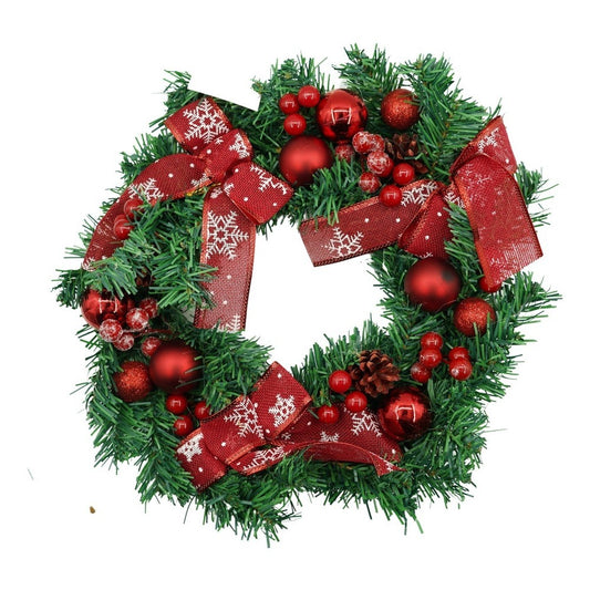 Coronita de Craciun pentru usa, Rosu/Verde, 35 cm, PVC, Artificiala, Decorata, Interior/Exterior, Klevo