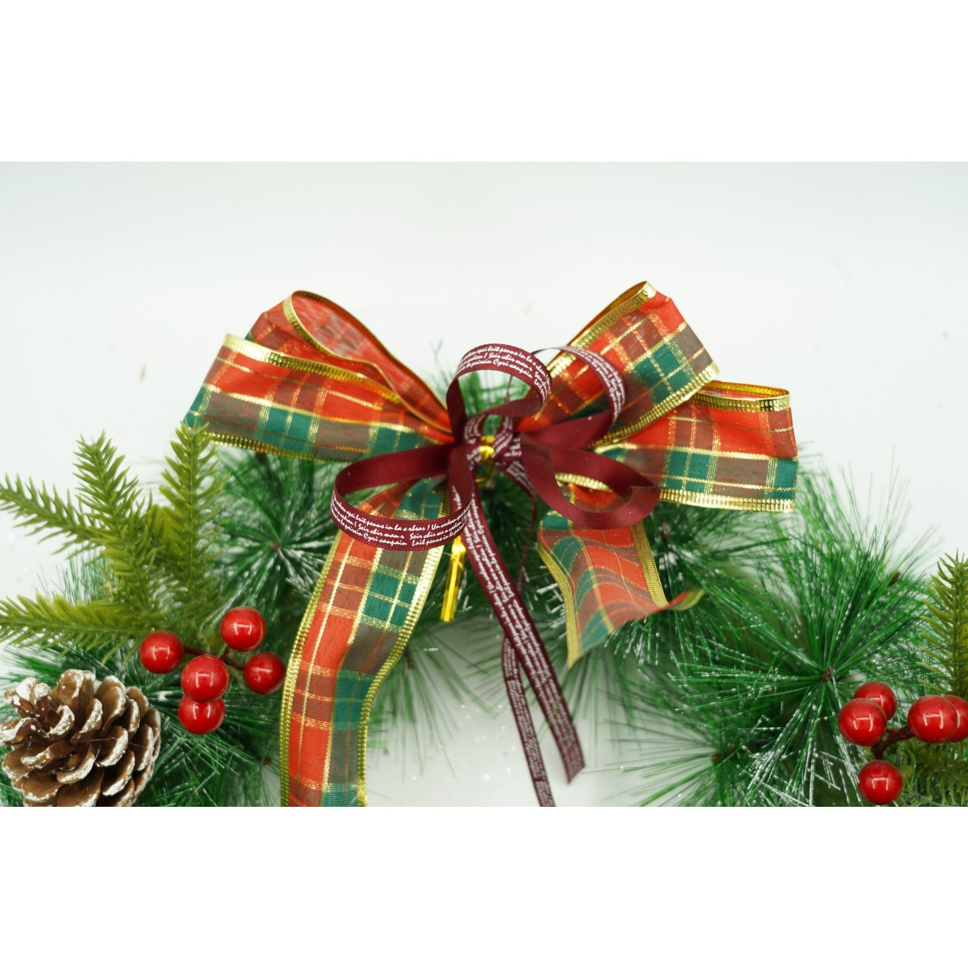 Coronita de Craciun pentru usa, Rosu/Verde, 40 cm, PVC, Artificiala, Decorata, Interior/Exterior, Klevo
