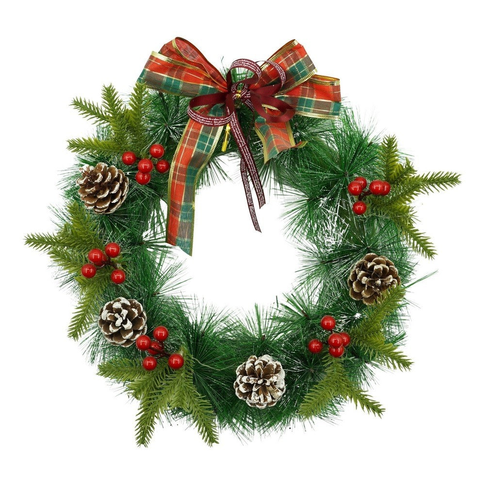 Coronita de Craciun pentru usa, Rosu/Verde, 40 cm, PVC, Artificiala, Decorata, Interior/Exterior, Klevo
