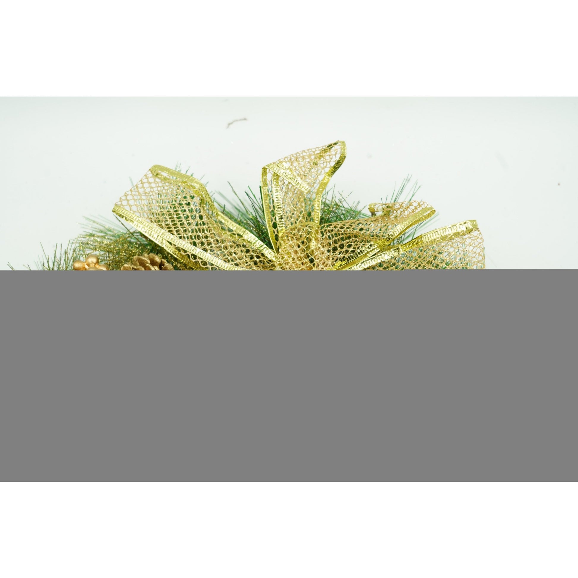 Coronita de Craciun pentru usa, Verde-Auriu, 40 cm, PVC, Artificiala, Decorata, Interior/Exterior, Klevo
