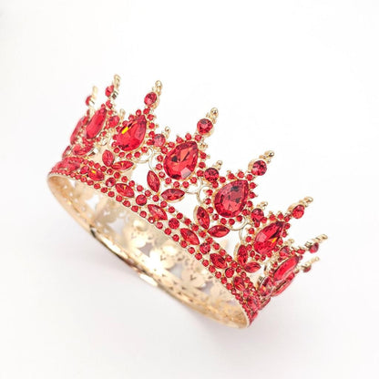 Diadema, Klevo, din Aliaj, cu Cristale, Accesoriu Par, Aniversare, Nunta, Petrecere, 15.5 x 5.3 cm, Rosu