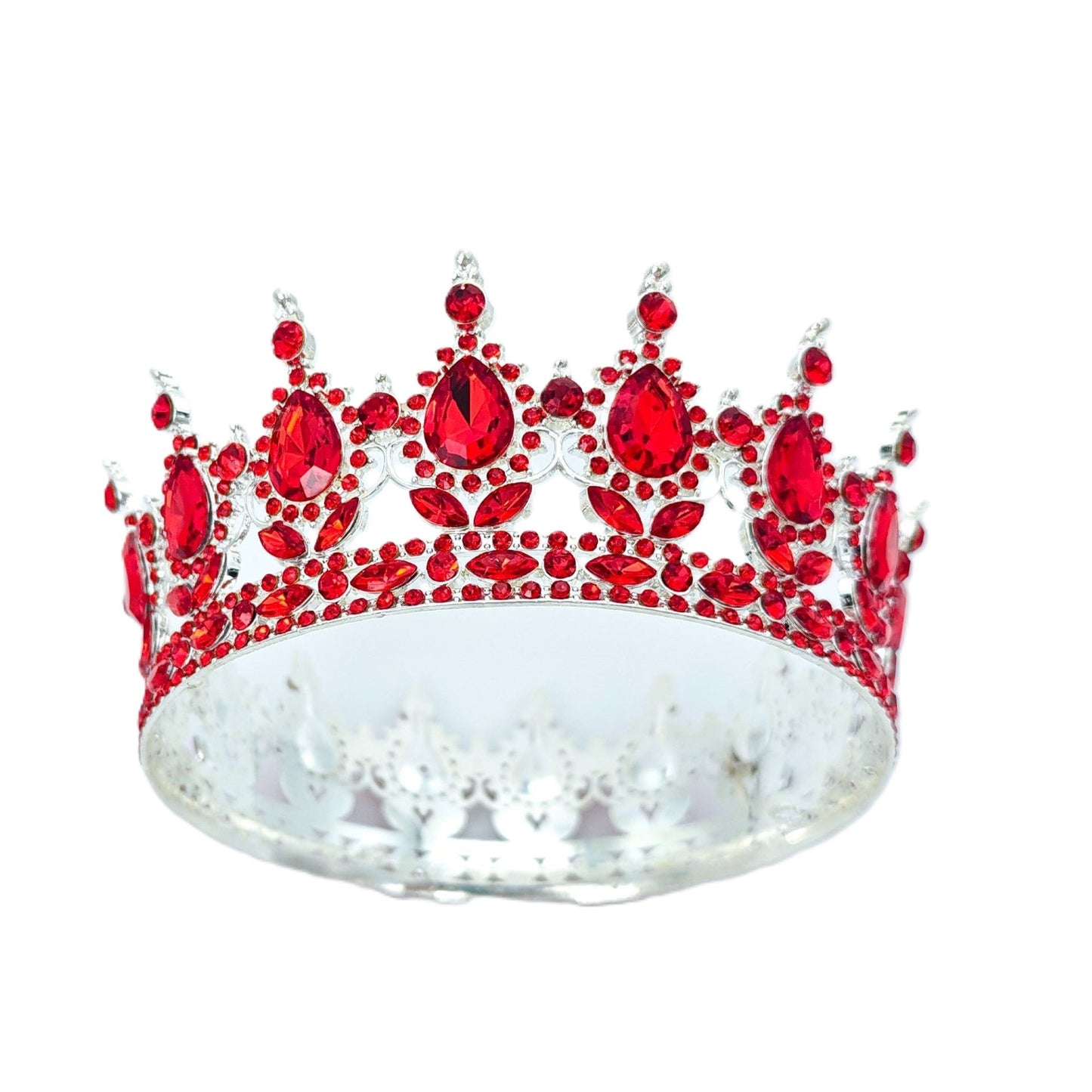 Diadema, Klevo, din Aliaj, cu Cristale, Accesoriu Par, Aniversare, Nunta, Petrecere, 15.5 x 5.3 cm, Rosu