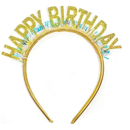 Coronita Decorativa pentru Petreceri, Klevo, Tema Aniversare, Model Happy Birthday, Marime Universala, Auriu