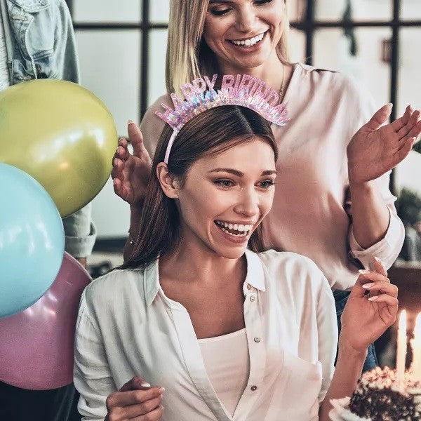Coronita Decorativa pentru Petreceri, Klevo, Tema Aniversare, Model Happy Birthday, Marime Universala, Rose