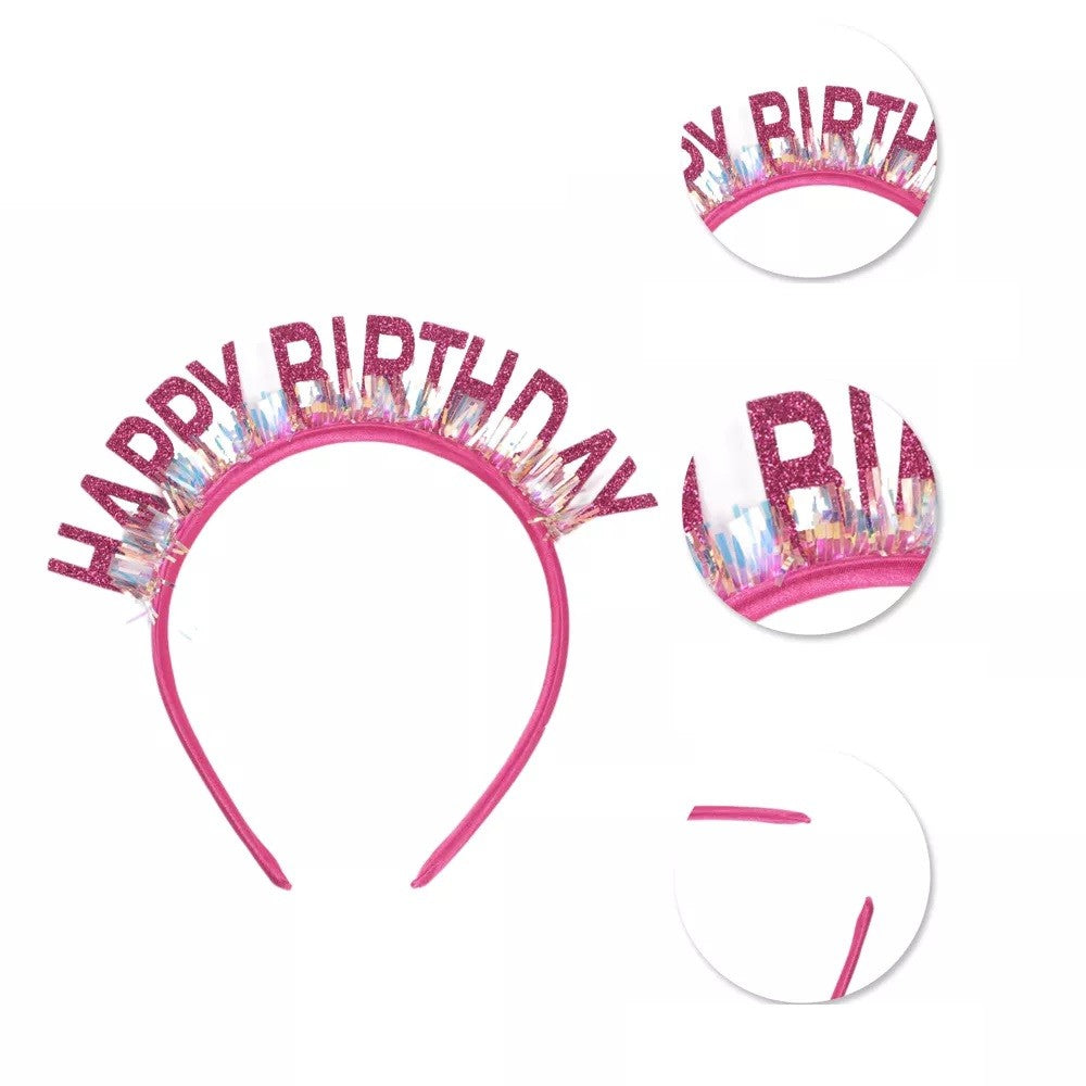 Coronita Decorativa pentru Petreceri, Klevo, Tema Aniversare, Model Happy Birthday, Marime Universala, Roz