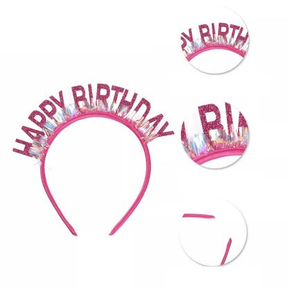 Coronita Decorativa pentru Petreceri, Klevo, Tema Aniversare, Model Happy Birthday, Marime Universala, Roz