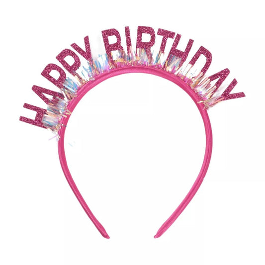 Coronita Decorativa pentru Petreceri, Klevo, Tema Aniversare, Model Happy Birthday, Marime Universala, Roz