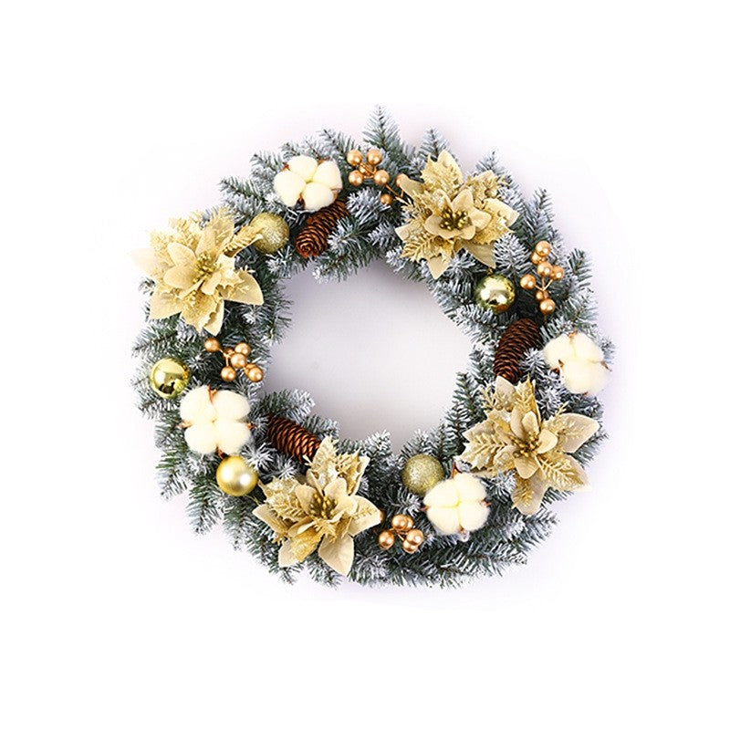 Coronita pentru Craciun Klevo, 50 cm, din brad artificial, decorata cu conuri, globulete, flori, Multicolor