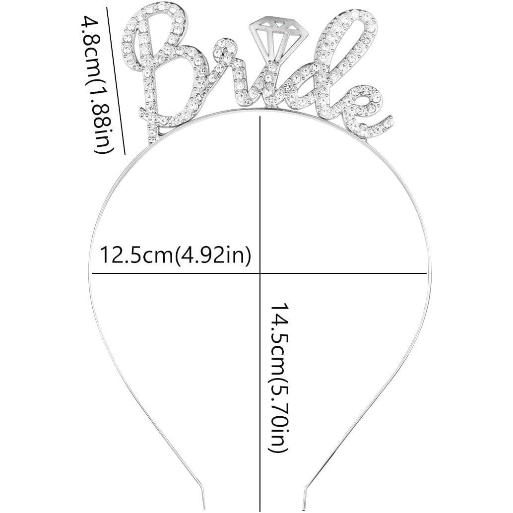 Coronita pentru Mireasa, Klevo, Model Bride, cu Cristale, Marime Universala, 12.5 x 14.5 cm, Alb